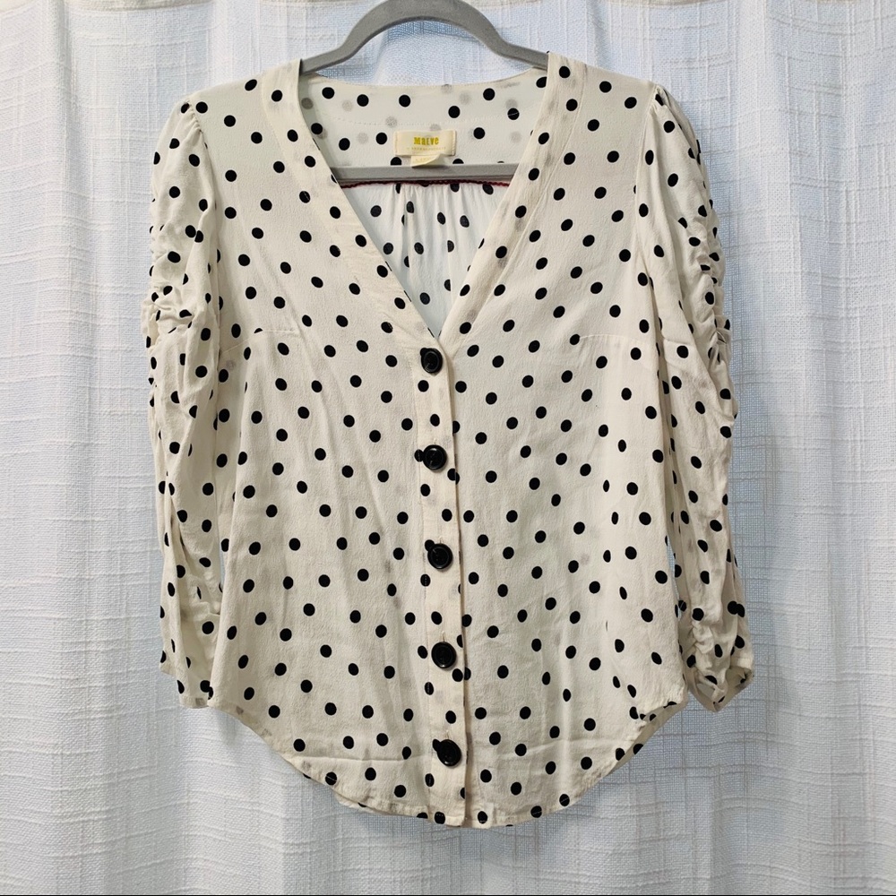 Anthropologie Maeve Polka Dot Button Up